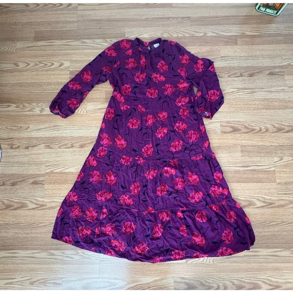 A New Day Women’s Floral Purple Dress Sz M Very Good Super Comfortable